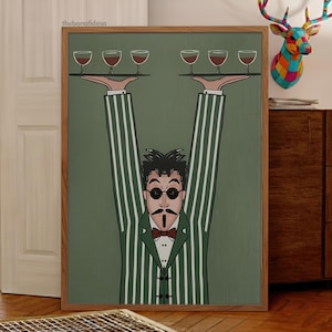 Lámina minimalista de camarero, arte abstracto moderno para camareros (descarga digital)