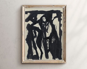 Abstract Figure Art Print: Vintage Ink Sketch (Digital Download)