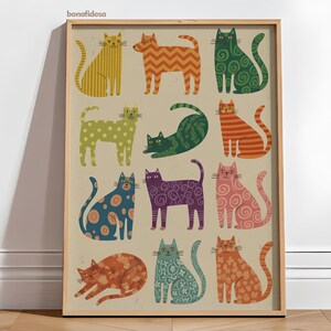 Illustration de chat fantaisiste, art pop abstrait (téléchargement numérique) image 10