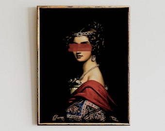 Bold Renaissance Woman Portrait - Printable Feminist Wall Art, Digital Download, Baroque Style Decor