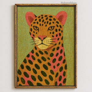 Surreal Wall Art, Leopard Art, Wild Animal Art Eccentric Decor, Funky Wall Art, Maximalist Leopard, Leopard Animal Print, Apartment Decor,