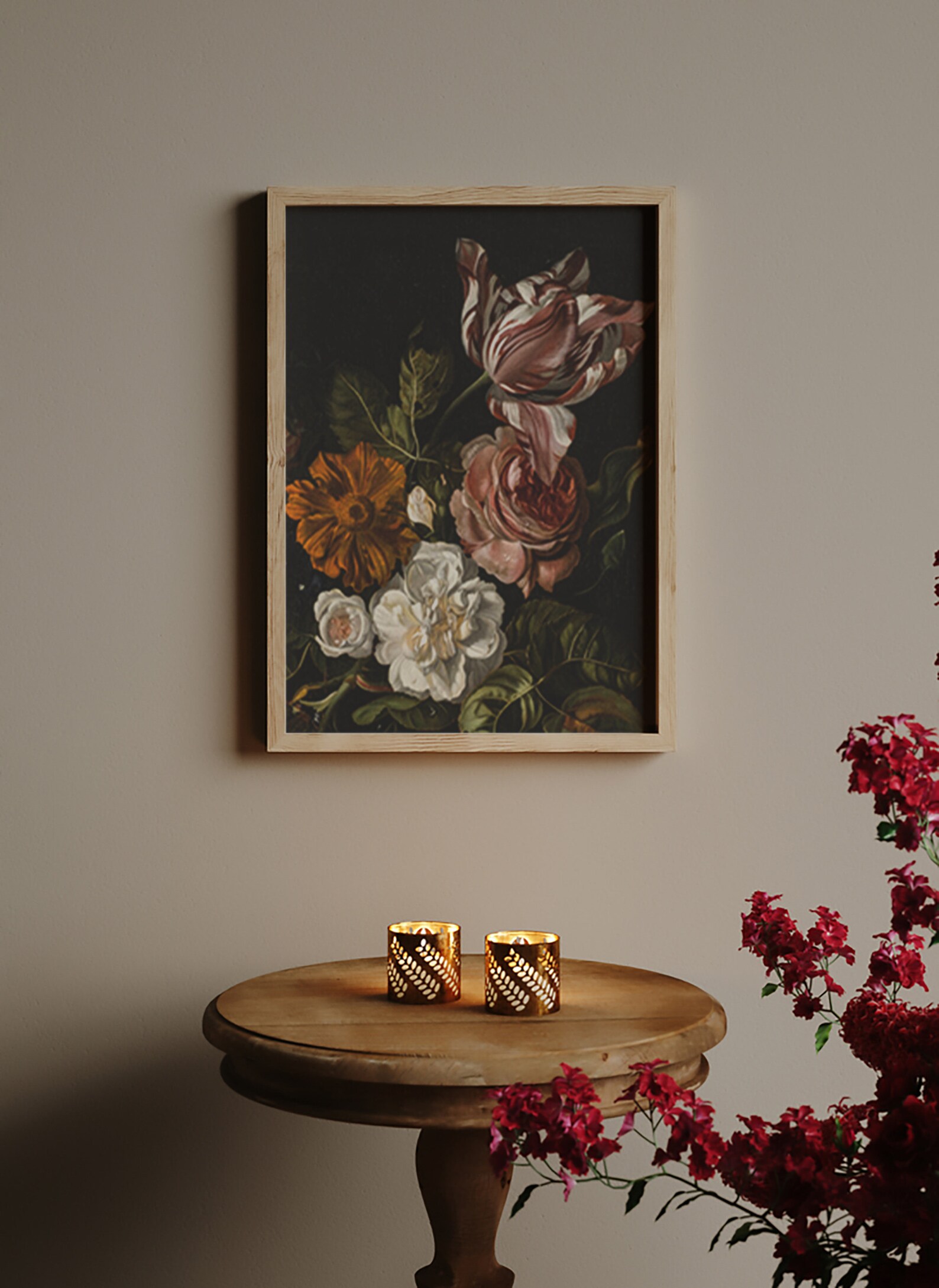 Moody Flower Wall Art Still Life Painting Dark Academia Etsy