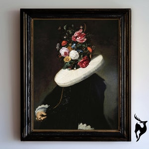 Moody Vintage Portrait,Victorian Wall Art,Vintage Oil Painting,Dark Portrait,Dark Academia Decor,Altered Art,Surreal Painting,Maximalist
