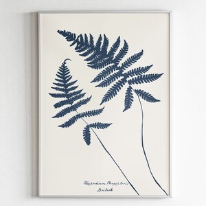 Licht Academia Dekor, Poster Botanischer Garten, Vintage botanische Indigo Kunst, druckbare Wandkunst, digitaler Download, ästhetisch, Wohnungsdekor