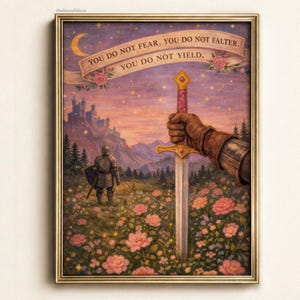 Fantasy Wall Art, Girly Book Lover Gift, Sword Art, Book Quote, Pink Print image 17