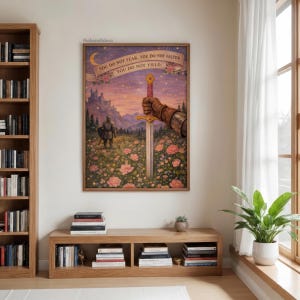 Fantasy Wall Art, Girly Book Lover Gift, Sword Art, Book Quote, Pink Print image 9