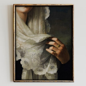 Baroque Lace Portrait Art Print, Eclectic Gallery Wall (Digital Download)