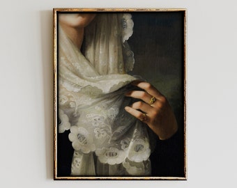 Baroque Lace Portrait Art Print, Eclectic Gallery Wall (Digital Download)