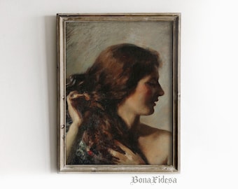 Moody Victorian Portrait, Dark Academia Wall Art (Digital Download)