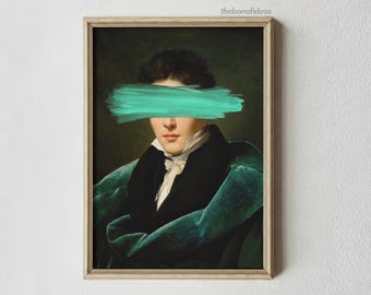Altered Art Portrait Print, Surreal Eclectic Home Decor (Digital Download)