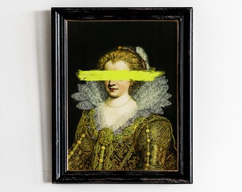 Surreale Frau Portrait Kunstdruck, Altered Vintage (Herunterladbar)