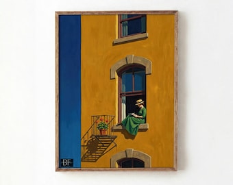 Arte mural digital minimalista y audaz para amantes de los libros, pintura estética para decoración del hogar, impresión cálida y colorida, descarga digital, decoración con dopamina