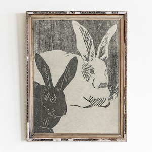 Printable Bunny Drawing, Rabbit Drawing, Monochrome, Hare Sketch Poster, Rabbit Rustic Wall Art, Rabbit Print, Cute Rabbit Nursery Wall Art