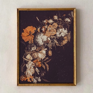 Dark Academia Decor, Altered Art, Moody Flower, Eclectic Gallery Wall, Gothic Print, Printable Vintage Oil Painting, Digital Download