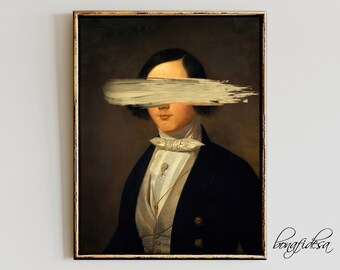 Eclectic Altered Portrait Art Print, Vintage Baroque Style (Digital Download)