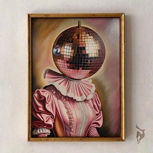 Funky Wandkunst, maximalistisches Dekor, lustige veränderte Kunst, schrullige Wandkunst, weibliche Wandkunst, verändertes Kunstporträt, eklektische Galeriewanddruck