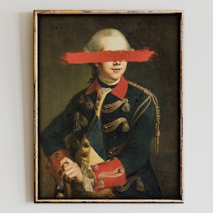 Gewijzigde portretafdruk, boho eclectische muurkunst (digitale download)