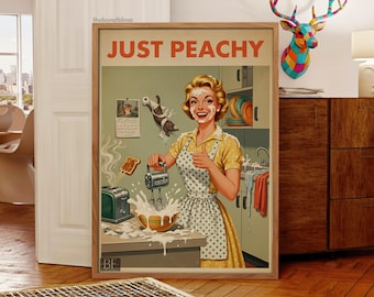 Retro Kitchen Print, Funny 50s Poster, Vintage Cooking Art, Humorous Kitchen Decor, Retro Wall Art Gift Ideas