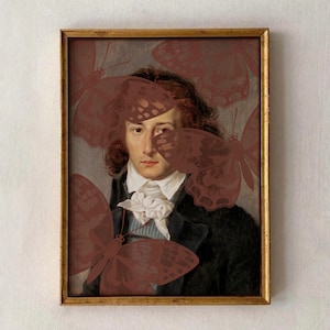 Art de retouche, art mural éclectique, portrait vintage, portrait de retouche, impression de peinture de retouche, décoration sombre, ensemble mural de galerie, peinture à l&#39;huile baroque antique