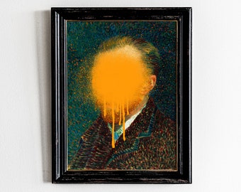 Funky Van Gogh Portrait Art Print, Altered Art (Digital Download)