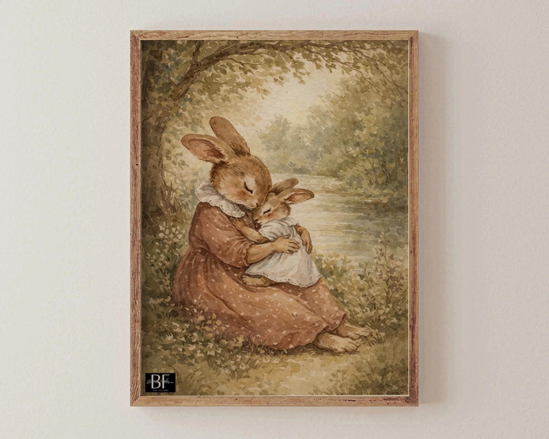 Rabbit Nursery Print | Vintage Style Nursery PRINTABLE Wall Art | Mom ...