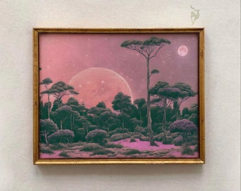 Surreal Landscape Art Print, Moody Maximalist Decor (Digital Download)