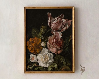 Moody Floral Still Life Art Print: Vintage Victorian Botanical (Digital Download)