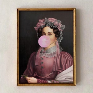 Collage Altered Art, For a Bedroom Decor, Antique Printable, Detail Painting, Altered Woman Art, Pink Wall Art Print, Quirky Art Digital
