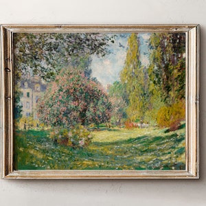 Light Academia Decor, Cottage Core Decor, Lake House Decor, Above Bed Decor, Vintage Landscape  Oil Painting, Wildflower Print, Download Art