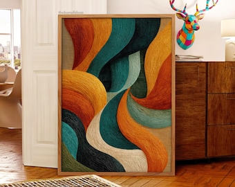 Abstracte kunstafdruk: modern muurdecor uit het midden van de eeuw (digitale download)