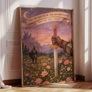 Fantasy Wall Art, Girly Book Lover Gift, Sword Art, Book Quote, Pink Print image 5