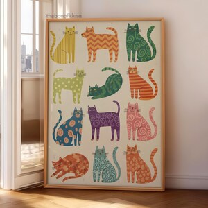 Illustration de chat fantaisiste, art pop abstrait (téléchargement numérique) image 6