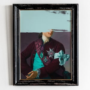 Maximalistisch decor, eigenzinnige veranderde kunstportret, barokposter, afdrukbare muurkunst rococo, eclectisch decor, renaissanceprint, vintage olieverfschilderij