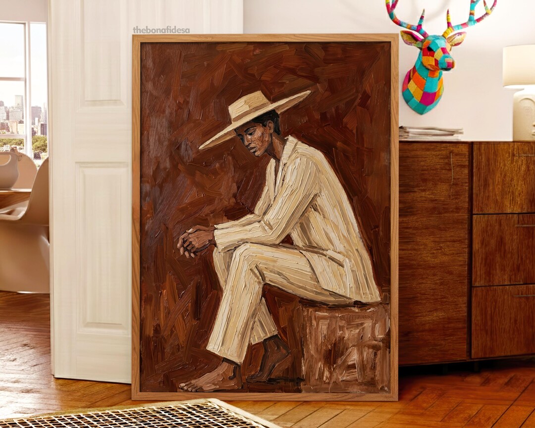 Large Abstract Woman Figure Painting Wabi Sabi Wall Art Retro Red ...