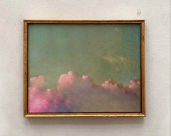 Vintage Cloudscape Oil Painting, Antique Sky Digital Print (Digital Download)