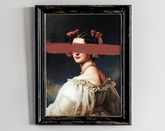 Altered Art Portrait, Vintage Dipped Oil Painting, Printable Wall Art (Downloadable)