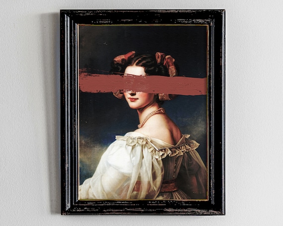 Altered Art Portrait, Vintage Dipped Oil Painting, Printable Wall Art (Downloadable)