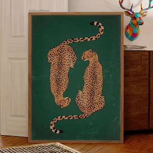 Trendigt gepardtryck, retro leopardväggkonst (digital nedladdning)