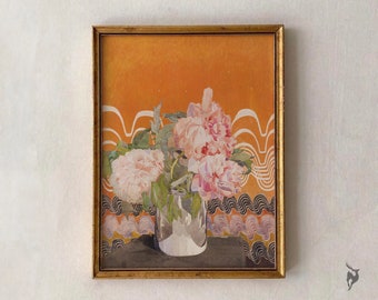 Vintage Flower Still Life Art Print, Maximalist Eclectic Decor (Digital Download)