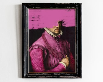 Altered Art Portrait Print, Eclectic Maximalist Decor (Digital Download)