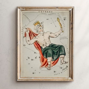 Astrologie Karte,Geschenk für Astrologie,Sternzeichen Geschenke,Vintage Sternzeichen Poster,Antike Karte Druck,Vintage Karte Druck,Celestial Home Dekor,Dark Academia
