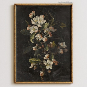 Dark Floral Print, Moody Flower Painting, Dark Academia Prints, Light Academia Decor, Maximalist Wall Art, Moody Wall Art, Victorian Decor