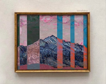 Surreal Mountain Landscape Print, Eclectic Maximalist Decor (Digital Download)