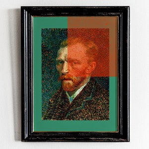 Van Gogh Altered Art portretafdruk, eigenzinnig eclectisch huisdecor (digitale download)