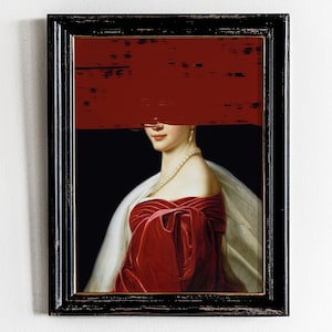 Altered Art, Vintage Portrait Painting Detail, Downloadable Print, Printable Fine, Surreal Poster, Retro Beauty Collage, Eclectic Wall Decor