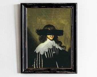 Altered Art Portrait Print, Eclectic Gallery Wall (Downloadable)