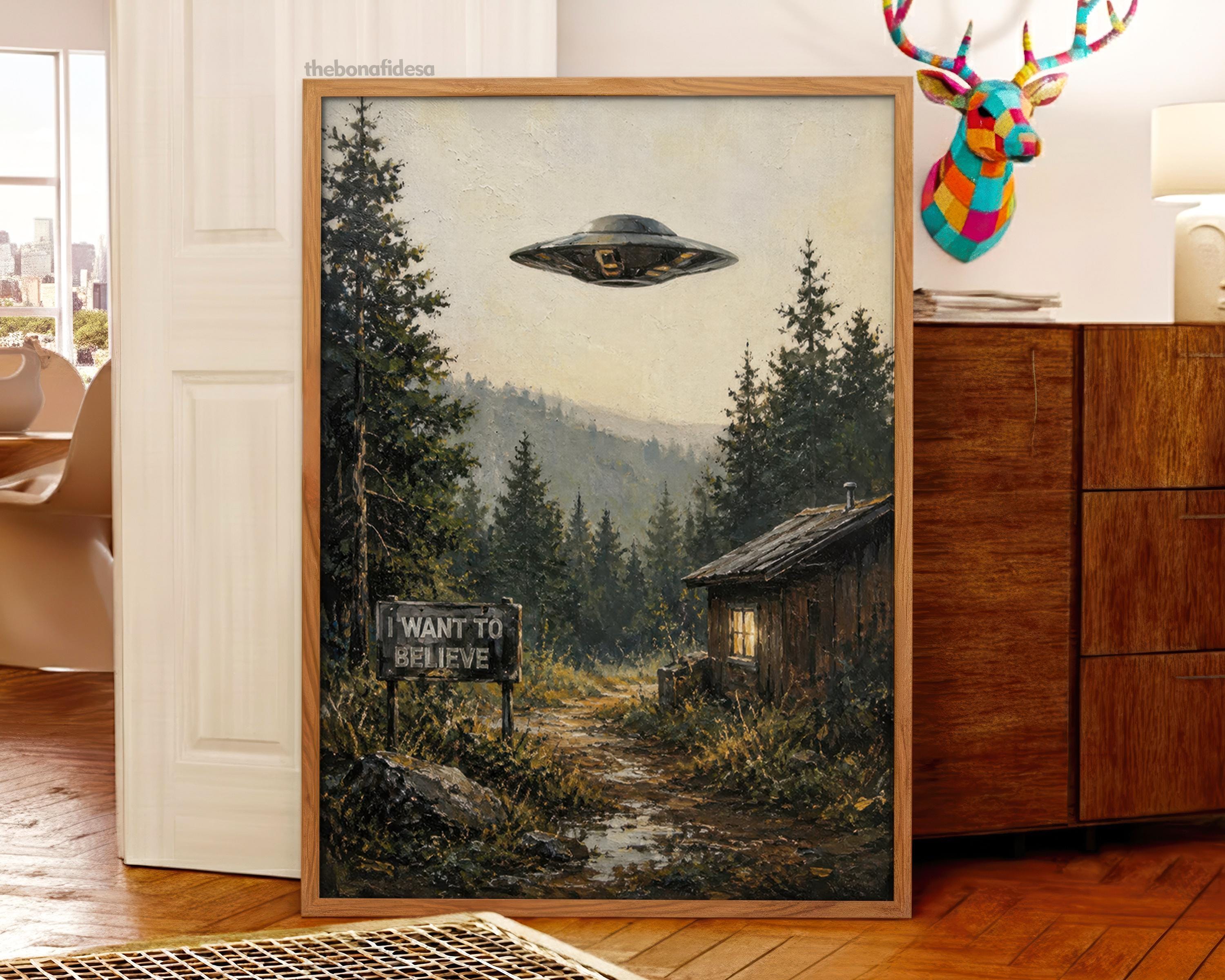I Want to Believe Poster | X-files Sci-fi UFO Alien Wall Hanging