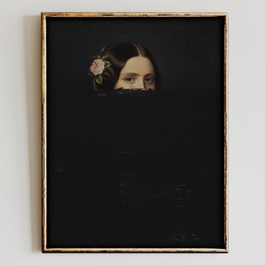 Altered Painting Portrait of a Woman Downloadable Prints, Quirky Art Digital, Dipped Painting Vintage Portrait Painting Printable Art