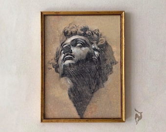 Bystteckning i träkol: Skiss av en vintagemansfigur (digital nedladdning)