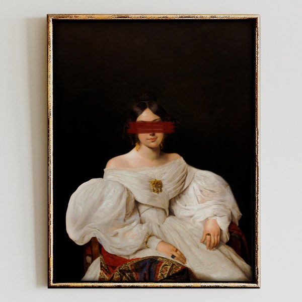 Altered Art Portrait Print, Eclectic Vintage Oil Painting (Downloadable)